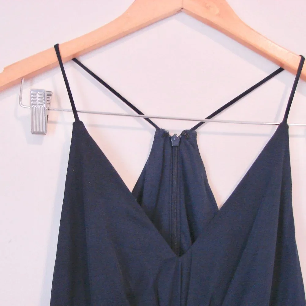 David's Bridal Bridesmaid Dress Marine Navy Blue Ruched Prom Wedding Size 0 Zero - Picture 7 of 16
